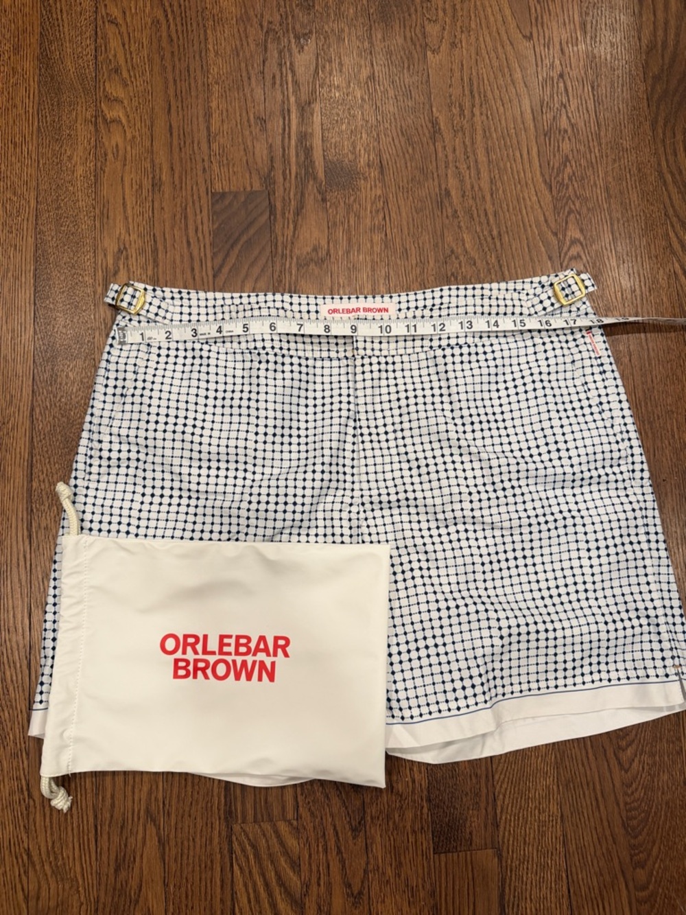 Orlebar Brown Navy Grid on White Swim Shorts